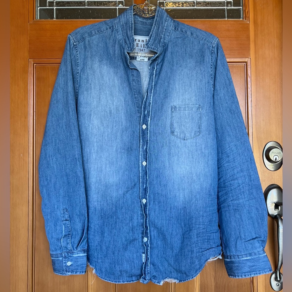 Frank & Eileen Barry Famous Vintage Distressed Denim Top - NWOT - Sz XL